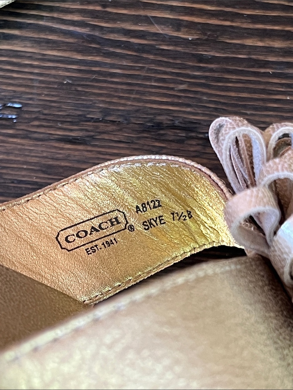 Coach Skye Metallic Champagne Gold Flower Thong Sandals - Picture 11 of 11